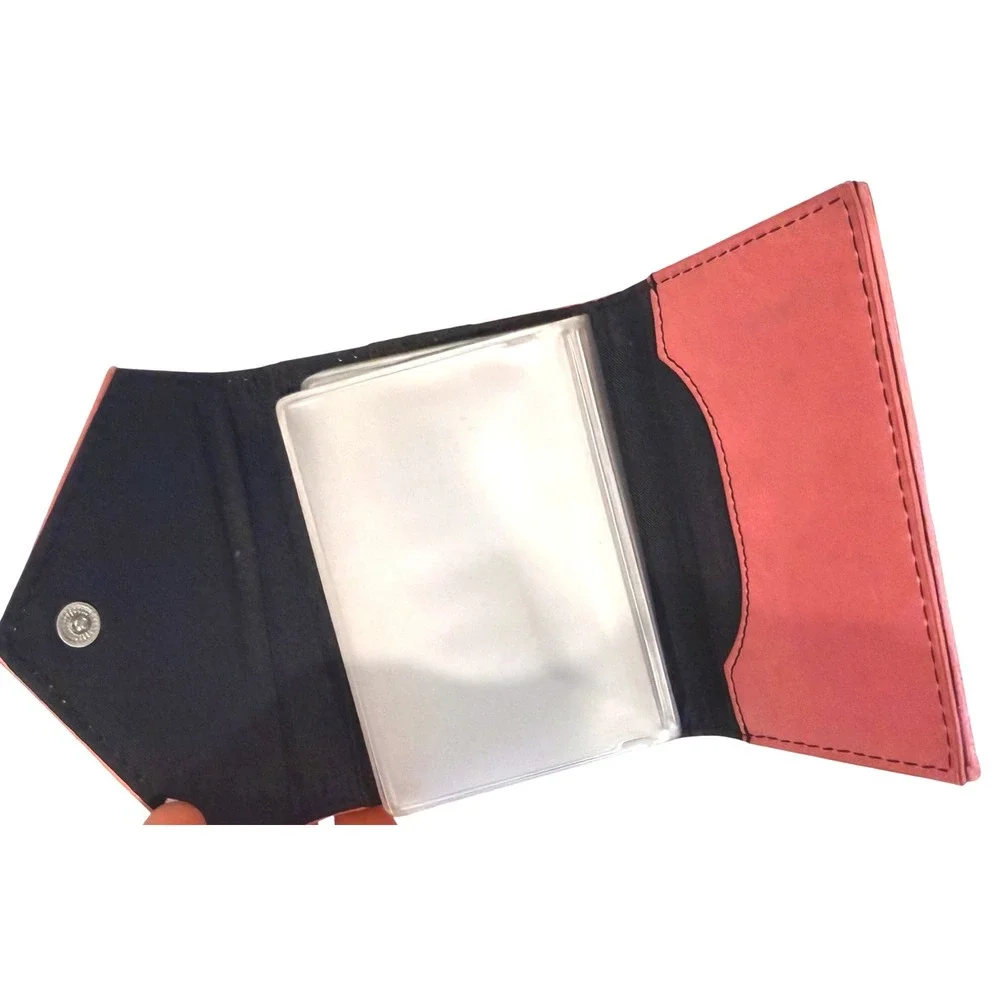 Rolodex Pink Leather Business Card Holder Organizer Wallet Snap Closure EUC